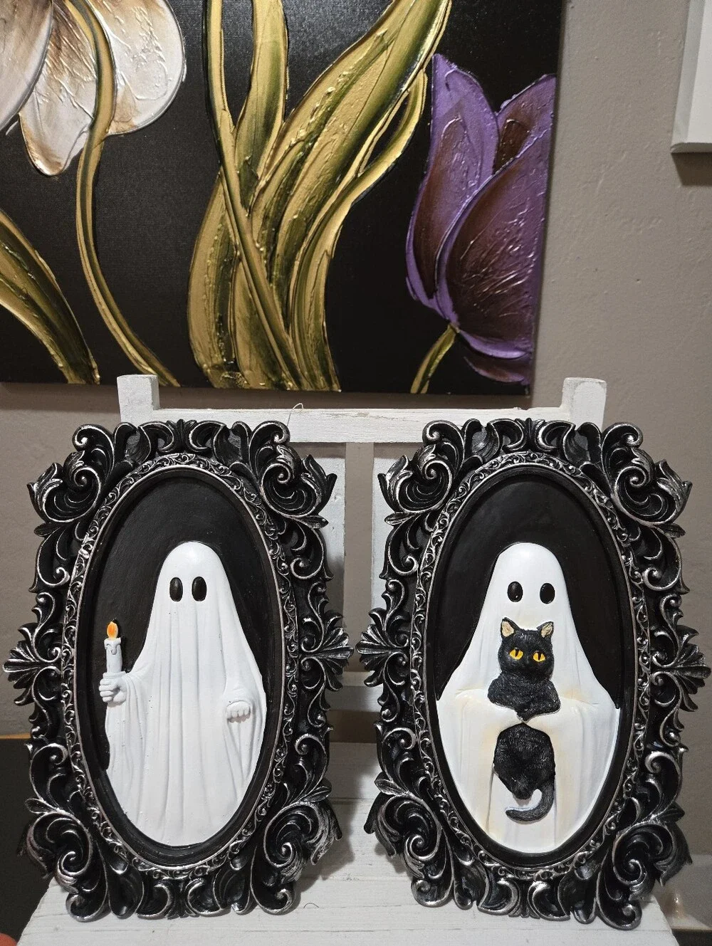 Halloween Ghost Frames Ghost Holding Cat And Ghost With Candle
